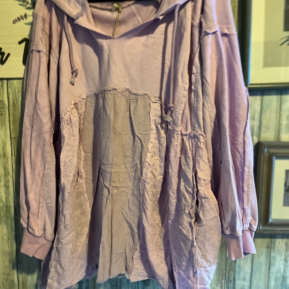 BlueVelvet XL  Lavender Hooded Sweatshirt for Women - Picture 6 of 7